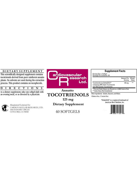 Cardiovascular Research Ltd., Annatto Tocotrienols, 125 mg, 60 Softgels