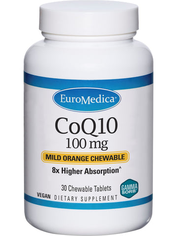 EuroMedica, CoQ10, Mild Orange, 100 mg, 30 Chewable Tablets