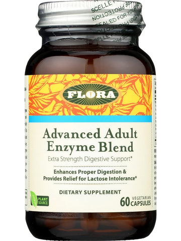 Flora, Advanced Adult Enzyme Blend, Extra Strength Digestive Support, 60 Vegetarian Capsules