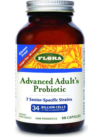 Flora, Advanced Adult's Probiotic, 34 Billion Cells, 60 Capsules
