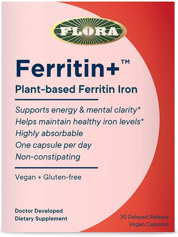 Flora, Ferritin+, Plant-based Ferritin Iron, 30 Delayed Release Vegan Capsules