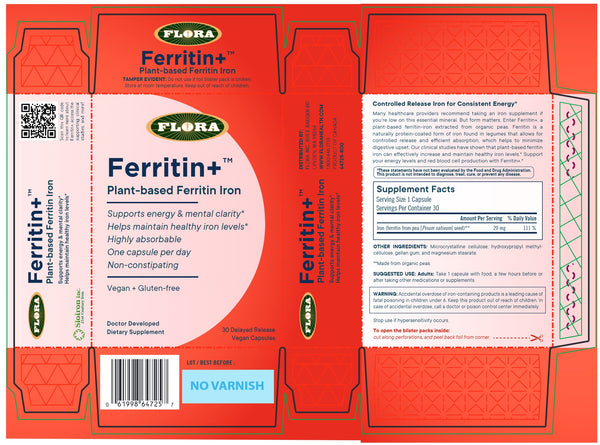 Flora, Ferritin+, Plant-based Ferritin Iron, 30 Delayed Release Vegan Capsules