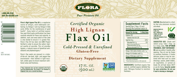 Flora, High Lignan Flax Oil, Cold-Pressed & Unrefined, 17 fl oz