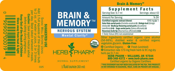 Herb Pharm, Brain & Memory, 1 fl oz
