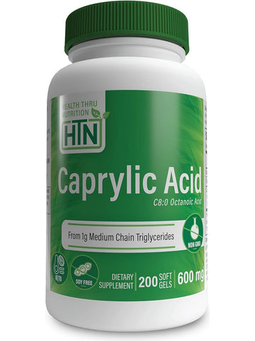 Health Thru Nutrition, Caprylic Acid C8:0 Octanoic Acid 600 mg, 200 Softgels