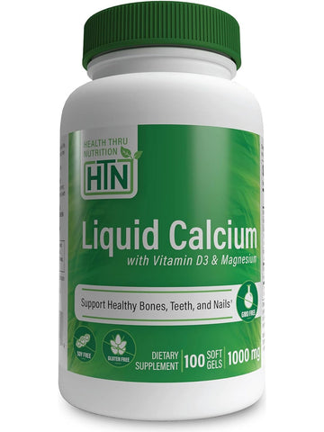 Health Thru Nutrition, Liquid Calcium with Vitamin D3 and Magnesium 1000 mg, 100 Softgels