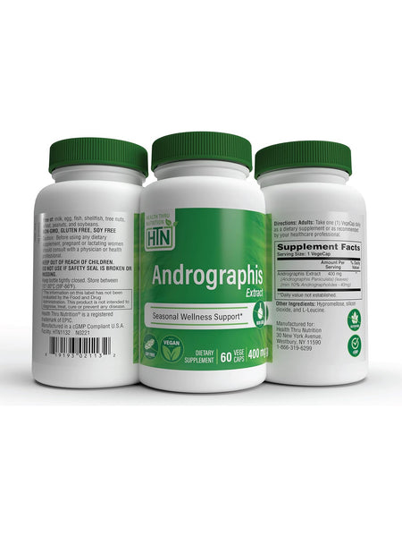 Health Thru Nutrition, Andrographis Extract 400mg, 60 VegeCaps