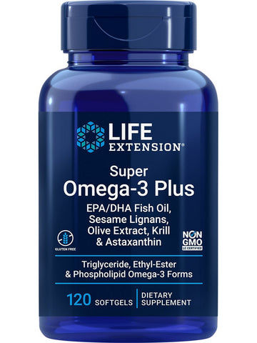 Life Extension, Super Omega-3 Plus EPA/DHA Fish Oil, Sesame Lignans, Olive Extract, Krill & Astaxanthin, 120 softgels