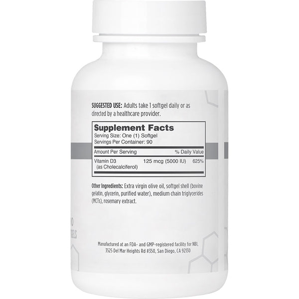 NBI, Vitamin D3 125 mcg (5000 IU), 90 Softgels