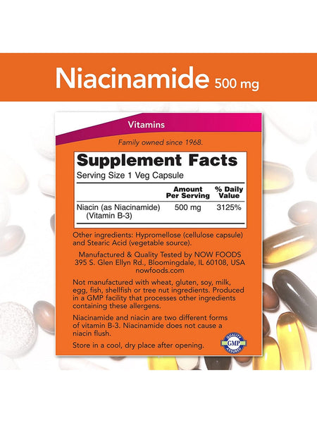 NOW Foods, Niacinamide (B-3) 500 mg, 100 veg capsules