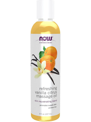 NOW Foods, Refreshing Vanilla Citrus Massage Oil, Skin Rejuvenating Blend, 8 fl oz