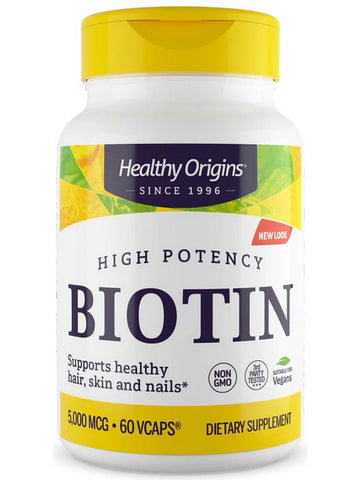 Healthy Origins, High Potency Biotin, 5000 mcg, 60 Vcaps