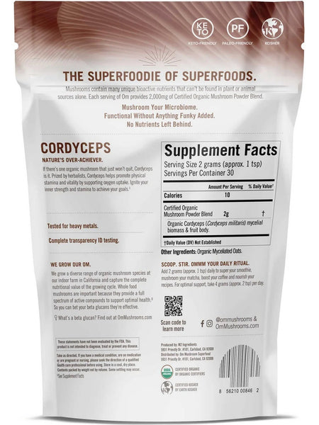 Om Mushroom Superfood, Cordecyps Certified Organic Mushroom Powder, 2.1 oz