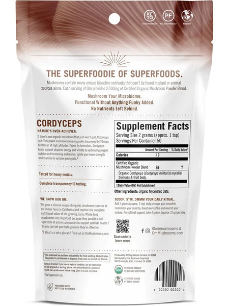 Om Mushroom Superfood, Cordyceps Certified Organic Mushroom Powder, 3.5 oz