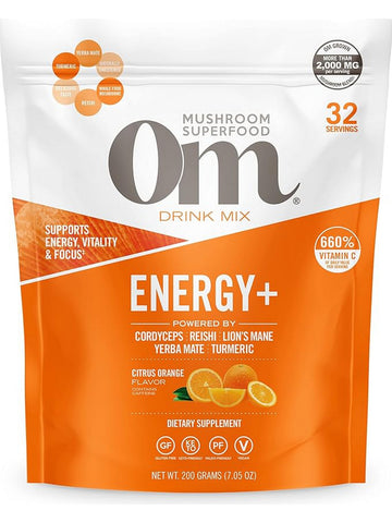 Om Mushroom Superfood, Energy + Intelligent Sustained Energy, Citrus Orange Flavor, 7.05 oz
