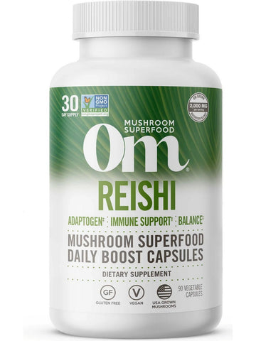 Om Mushroom Superfood, Reishi Mushroom Superfood Daily Boost Capsules, 90 Vegetable Capsules