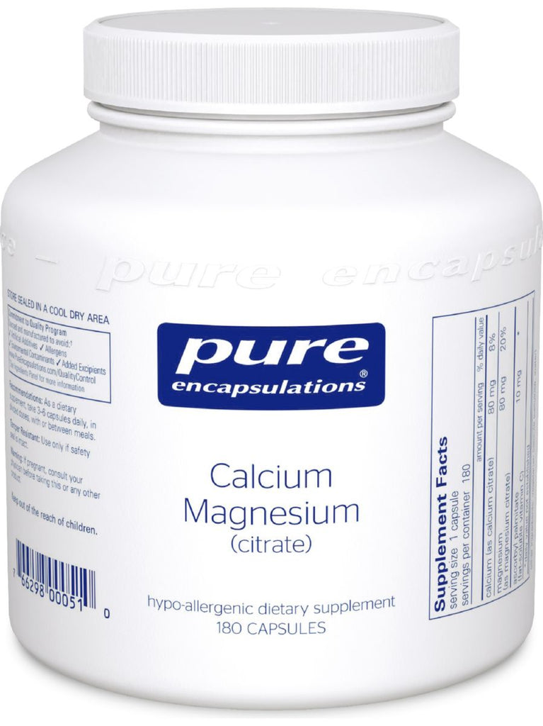Pure Encapsulations, Calcium Mag (citrate), 80 mg, 180 vcaps