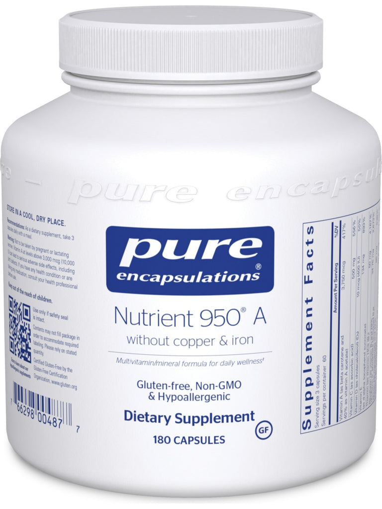 Pure Encapsulations, Nutrient 950A No CU & FE w/ A, 180 vcaps