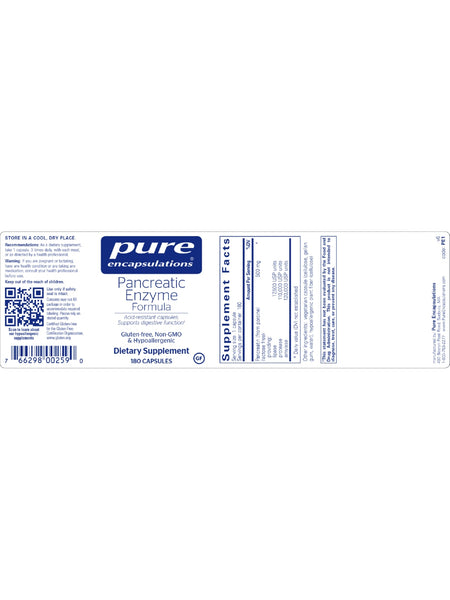 Pure Encapsulations, Pancreatic Enzyme Formula, 180 vcaps