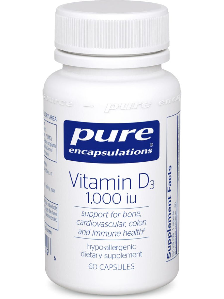 Pure Encapsulations, Vitamin D3 1000 IU, 60 vcaps