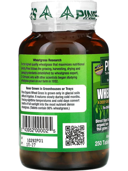 PINES Wheat Grass, Wheat Grass 500 mg, 250 Tablets