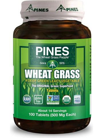 PINES Wheat Grass, Wheat Grass 500 mg, 100 Tablets