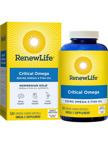 RenewLife, Critical Omega 850mg, 120 Enteric-Coated Softgels