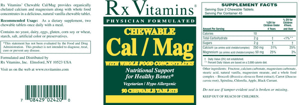 Rx Vitamins, Cal/Mag, with Whole Food Concentrates, 90 Chewable Tablets