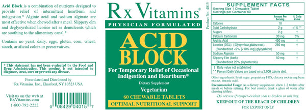 Rx Vitamins, Acid Block, 60 Chewable Tablets
