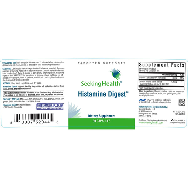 Seeking Health, Histamine Digest, 30 capsules