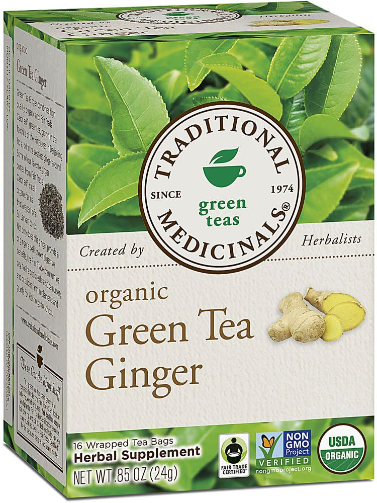 Traditional Medicinals, Organic Green Tea w/Ginger, 16 bags