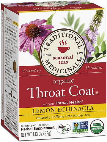 Traditional Medicinals, Lemon Echinacea Throat Coat Tea, 16 bags