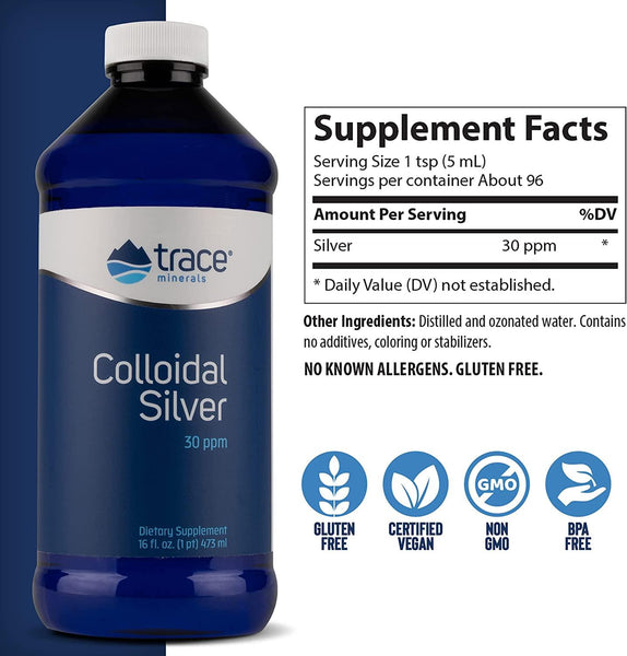 Trace Minerals, Colloidal Silver 30 PPM, 16 fl oz