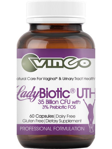 Vinco, LadyBiotic UTH, 35 Billion CFU with 3% Prebiotic FOS, 60 Capsules