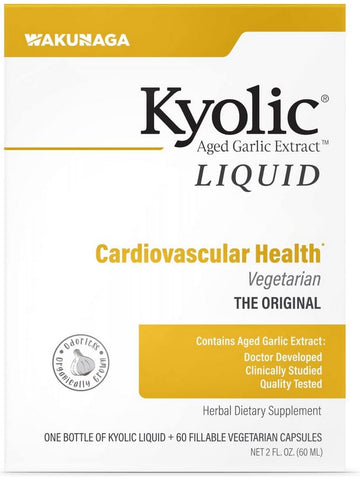 Wakunaga, Kyolic, Aged Garlic Extract, Liquid Cardiovascular Health Vegetarian, The Original, 1 Bottle of Kyolic Liquid (2  fl oz)  + 60 Fillable Vegetarian Capsules