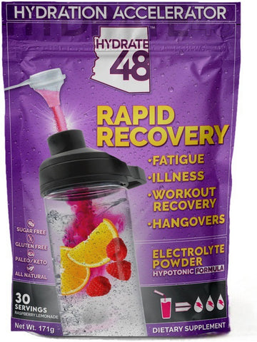 Wellgenix, Hydrate48 Rapid Recovery, Raspberry Lemonade, 171 g (30 Servings)
