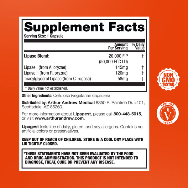 Arthur Andrew Medical, Lipagest, 180 Capsules