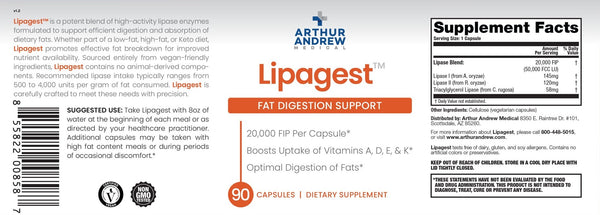 Arthur Andrew Medical, Lipagest, 90 Capsules