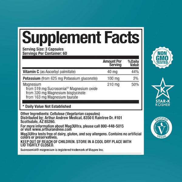 Arthur Andrew Medical, Mag3Ultra, 180 Capsules