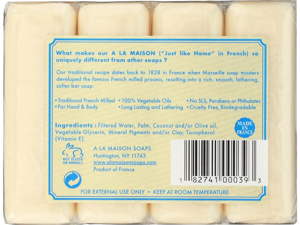 A La Maison de Provence, Hypoallergenic Unscented Bar Soap Value Pack, 4 Bars