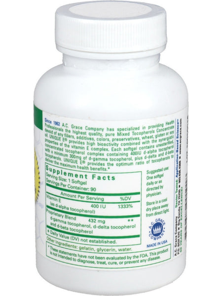 A.C. Grace Company, UNIQUE E Mixed Tocopherols Concentrate, 90 Softgels