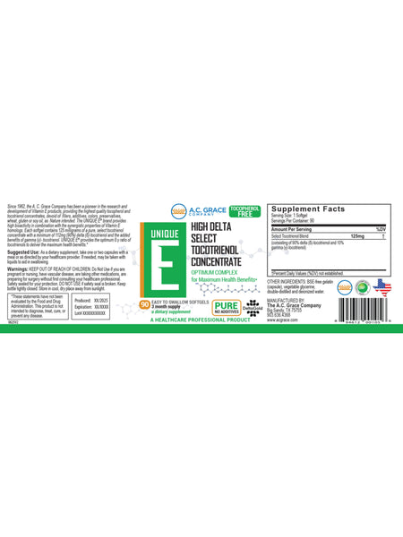 A.C. Grace Company, UNIQUE E Tocotrienols, 90 Softgels