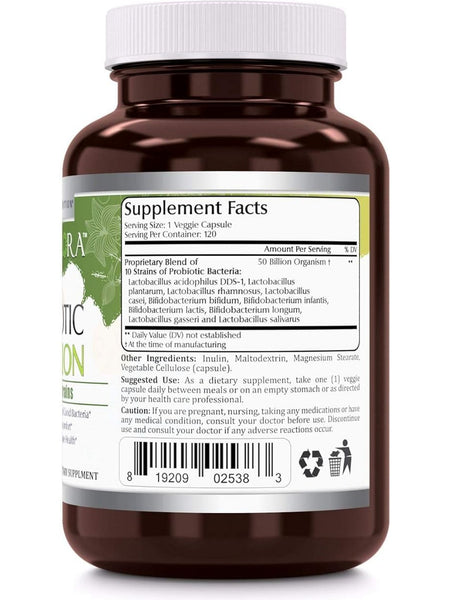 Amazing Flora, Probiotic 50 Billion, 10 Probiotic Strains, 120 Veggie Capsules