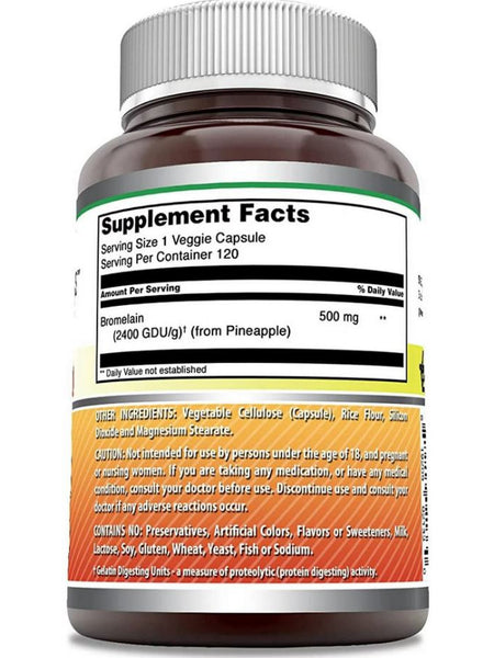 Amazing Formulas, Bromelain, 500 mg, 120 Veggie Capsules