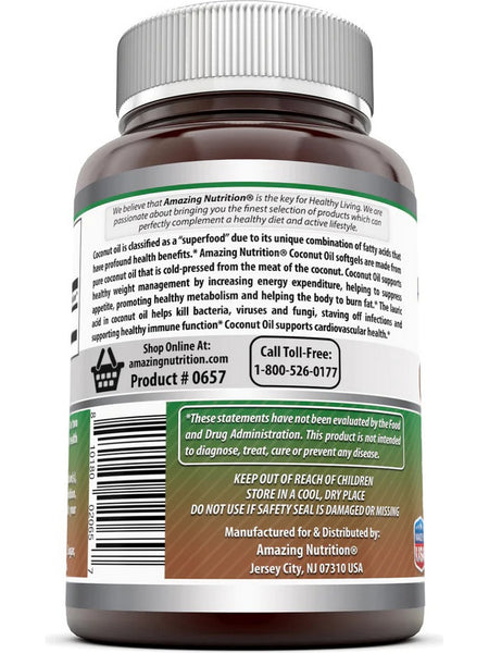 Amazing Formulas, Coconut Oil, 1000 mg, 180 Softgels