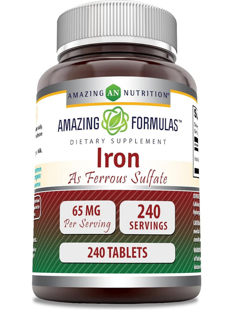 Amazing Formulas, Iron as Ferrous Sulfate, 65 mg, 240 Tablets
