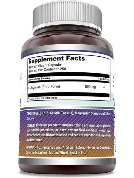 Amazing Formulas, L-Arginine, 500 mg, 250 Capsules