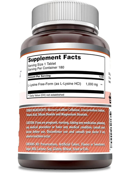 Amazing Formulas, L-Lysine, 1000 mg, 180 Tablets