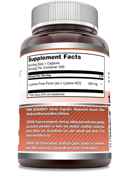 Amazing Formulas, L-Lysine, 500 mg, 250 Capsules