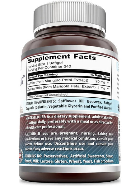 Amazing Formulas, Lutein with Zeaxanthin, 20mg, 240 Softgels
